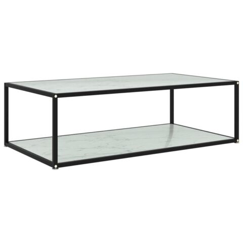 vidaXL Salontafel 120x60x35 cm gehard glas wit Tafels Wit Glas