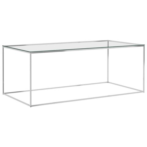 vidaXL Salontafel 120x60x45 cm roestvrij staal en glas zilverkleurig Tafels Zilver RVS