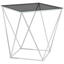 vidaXL Salontafel 50x50x55 cm roestvrij staal zilverkleurig en zwart Tafels Zilver RVS