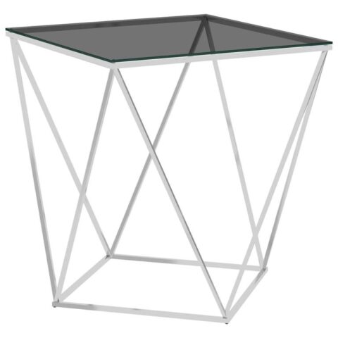 vidaXL Salontafel 50x50x55 cm roestvrij staal zilverkleurig en zwart Tafels Zilver RVS