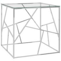 vidaXL Salontafel 55x55x55 cm roestvrij staal en glas zilverkleurig Tafels Zilver RVS