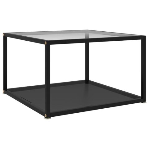 vidaXL Salontafel 60x60x35 cm gehard glas transparant en zwart Tafels Transparant Glas