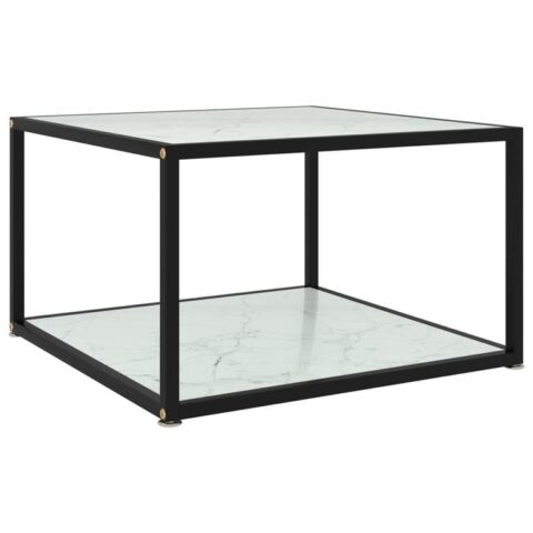 vidaXL Salontafel 60x60x35 cm gehard glas wit Tafels Wit Glas