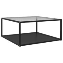 vidaXL Salontafel 80x80x35 cm gehard glas transparant en zwart Tafels Transparant Glas