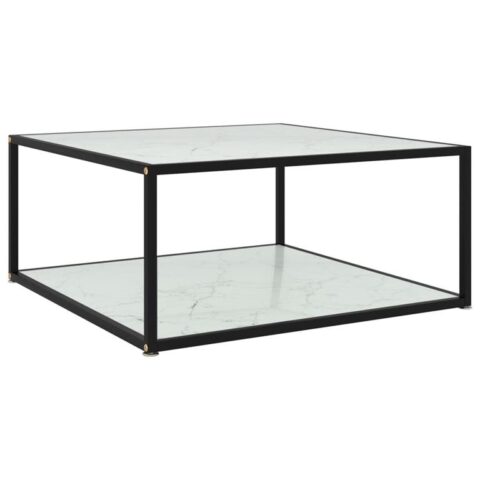 vidaXL Salontafel 80x80x35 cm gehard glas wit Tafels Wit Glas