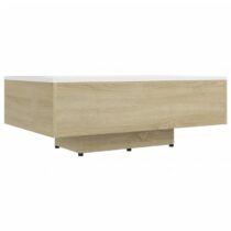 vidaXL Salontafel 85x55x31 cm spaanplaat wit en sonoma eikenkleurig Tafels Wit Hout