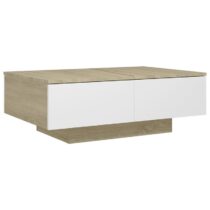 vidaXL Salontafel 90x60x31 cm spaanplaat wit en sonoma eikenkleurig Tafels Wit Hout