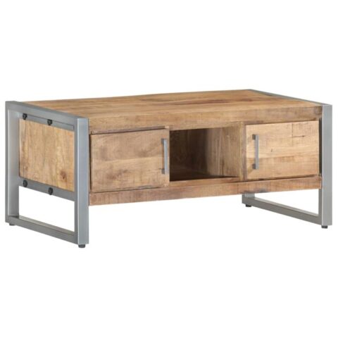 vidaXL Salontafel 95x50x40 cm ruw mangohout Tafels Wit Hout