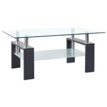 vidaXL Salontafel 95x55x40 cm gehard glas transparant en grijs Tafels Grijs Glas