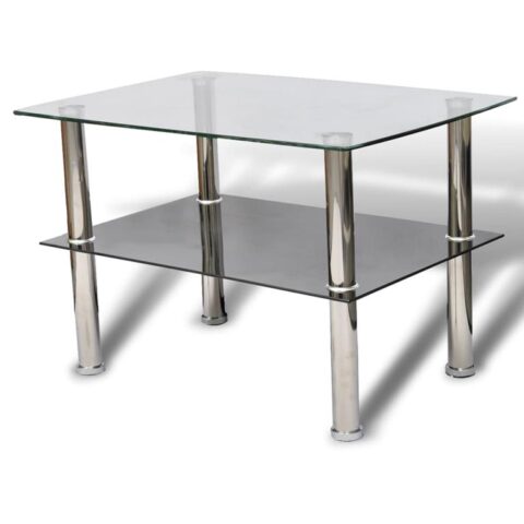 vidaXL Salontafel met 2 lagen glas Tafels Zilver Glas