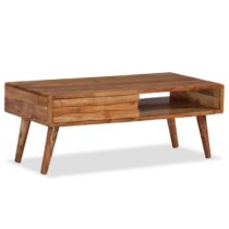 vidaXL Salontafel met bewerkte lade 100x50x40 cm massief hout Tafels Bruin Hout