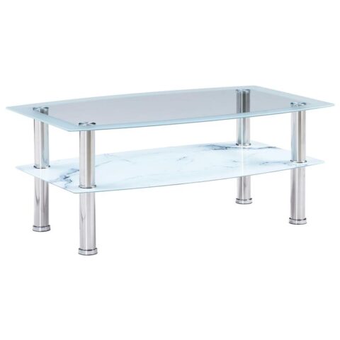 vidaXL Salontafel met marmer-look 100x60x42 cm gehard glas wit Tafels Wit Glas