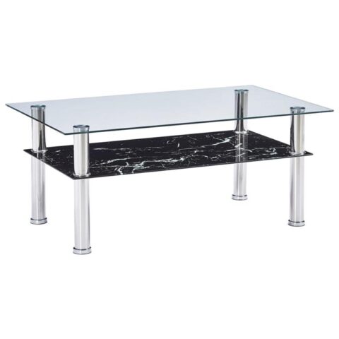 vidaXL Salontafel met marmer-look 100x60x42 cm gehard glas zwart Tafels Zwart Glas