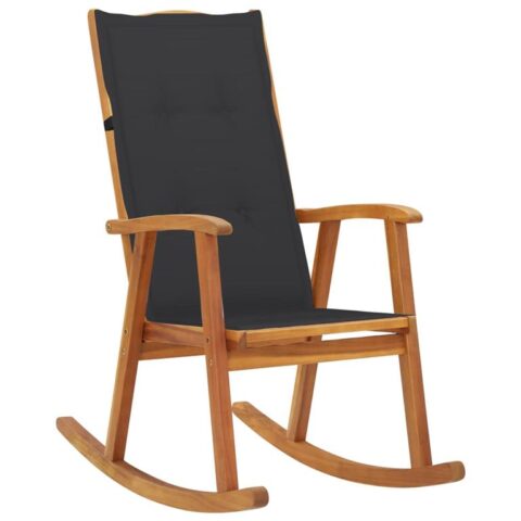 vidaXL Schommelstoel met kussens massief acaciahout Stoelen Antraciet Hout