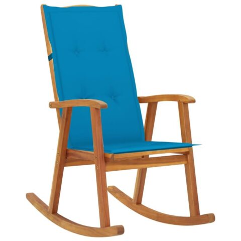 vidaXL Schommelstoel met kussens massief acaciahout Stoelen Blauw Hout