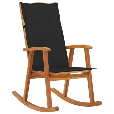 vidaXL Schommelstoel met kussens massief acaciahout Stoelen Zwart Hout