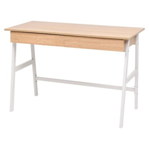 vidaXL Schrijftafel 110x55x75 cm eikenkleur en wit Bureau Wit Hout