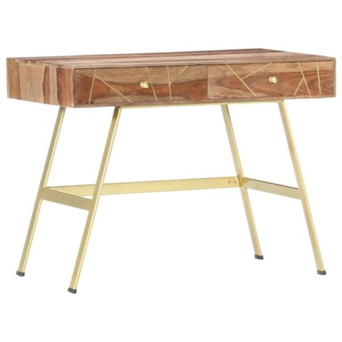 vidaXL Schrijftafel met lades 100x55x75 cm massief sheeshamhout Bureau Bruin Hout