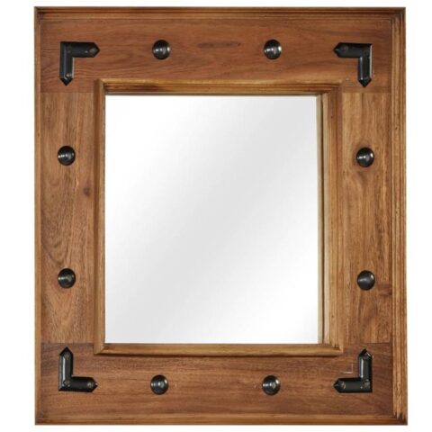 vidaXL Spiegel 50x50 cm massief acaciahout Spiegel Bruin Hout