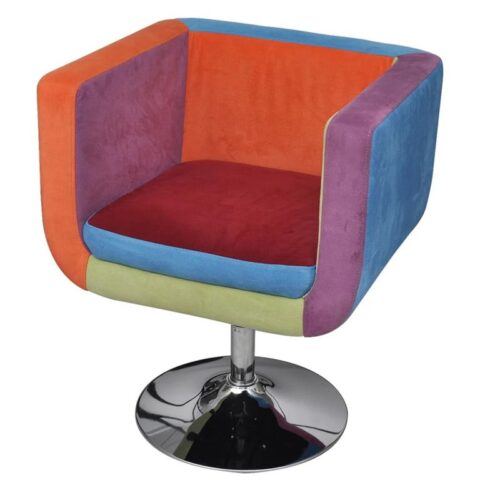 vidaXL Stoel met patchwork motief kubus stof Stoelen Multicolor Kunststof