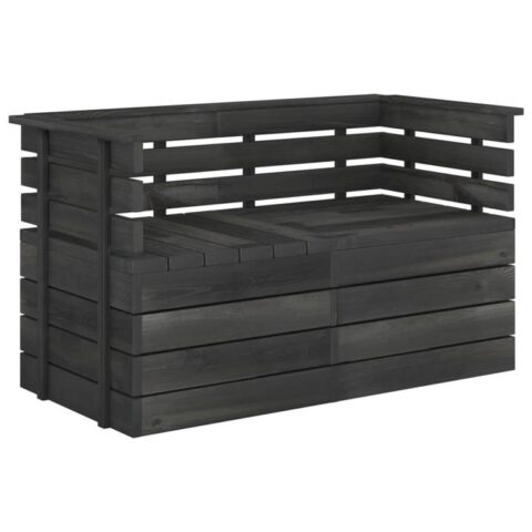 vidaXL Tuinbank 2-zits pallet massief grenenhout donkergrijs Tuinmeubelen Grijs Hout