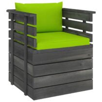 vidaXL Tuinfauteuil met kussens pallet grenenhout Tuinmeubelen Groen Hout