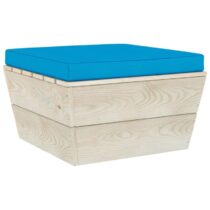 vidaXL Tuinhocker met kussen pallet geïmpregneerd vurenhout Tuinmeubelen Blauw Hout