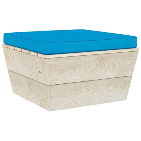 vidaXL Tuinhocker met kussen pallet geïmpregneerd vurenhout Tuinmeubelen Blauw Hout