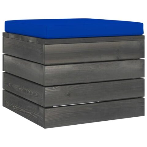 vidaXL Tuinhocker met kussen pallet grenenhout Tuinmeubelen Blauw Hout