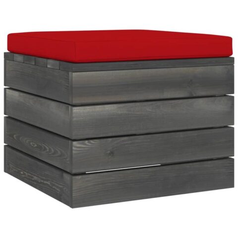 vidaXL Tuinhocker met kussen pallet grenenhout Tuinmeubelen Rood Hout