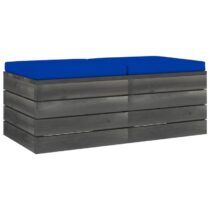 vidaXL Tuinhockers 2 st met kussens pallet massief grenenhout Tuinmeubelen Blauw Hout