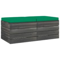 vidaXL Tuinhockers 2 st met kussens pallet massief grenenhout Tuinmeubelen Groen Hout