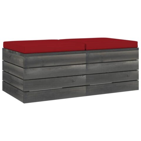 vidaXL Tuinhockers 2 st met kussens pallet massief grenenhout Tuinmeubelen Rood Hout