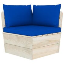 vidaXL Tuinhoekbank met kussens pallet geïmpregneerd vurenhout Tuinmeubelen Blauw Hout