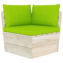 vidaXL Tuinhoekbank met kussens pallet geïmpregneerd vurenhout Tuinmeubelen Groen Hout