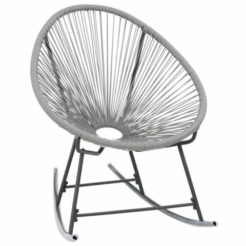 vidaXL Tuinmaanstoel schommelend poly rattan grijs Stoelen Grijs Polyamide