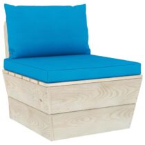 vidaXL Tuinmiddenbank met kussens pallet geïmpregneerd vurenhout Tuinmeubelen Blauw Hout