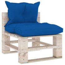 vidaXL Tuinmiddenbank met kussens pallet grenenhout Tuinmeubelen Blauw Hout