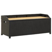 vidaXL Tuinopbergbank 120 cm poly rattan zwart Tuinmeubelen Zwart Polyamide