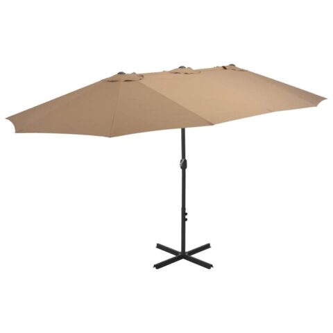 vidaXL Tuinparasol met aluminium paal 460x270 cm taupe Zonwering Bruin