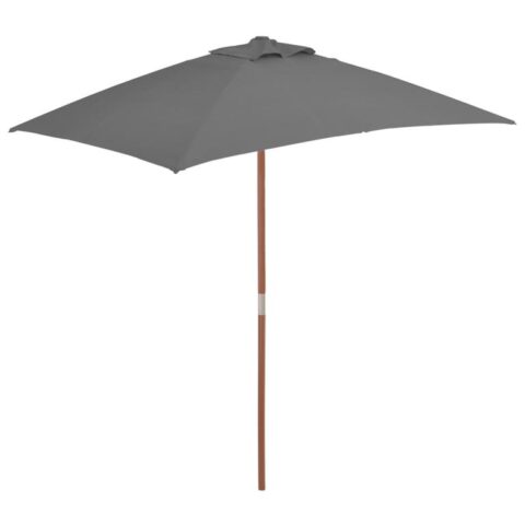 vidaXL Tuinparasol met houten paal 150x200 cm antraciet Zonwering Grijs