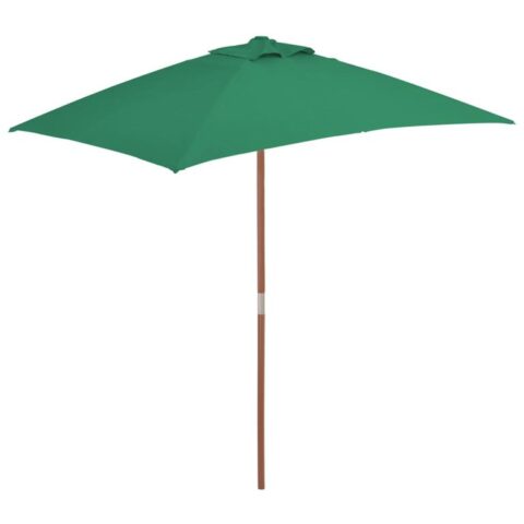 vidaXL Tuinparasol met houten paal 150x200 cm groen Zonwering Groen