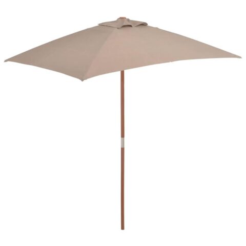 vidaXL Tuinparasol met houten paal 150x200 cm taupe Zonwering Bruin