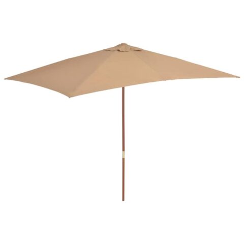 vidaXL Tuinparasol met houten paal 200x300 cm taupe Zonwering Bruin