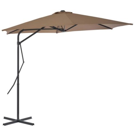 vidaXL Tuinparasol met stalen paal 300 cm taupe Zonwering Bruin