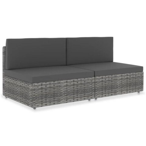 vidaXL Tweezitsbank sectioneel poly rattan grijs Tuinmeubelen Grijs Polyamide