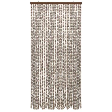 vidaXL Vliegengordijn 100x220 cm chenille taupe en wit Raamdecoratie Bruin Polypropyleen