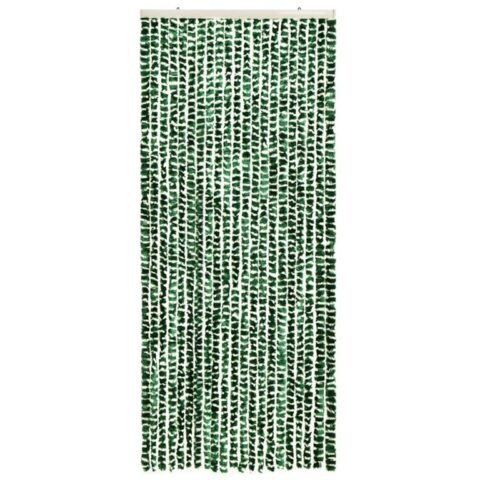 vidaXL Vliegengordijn 56x185 cm chenille groen en wit Raamdecoratie Groen Polypropyleen