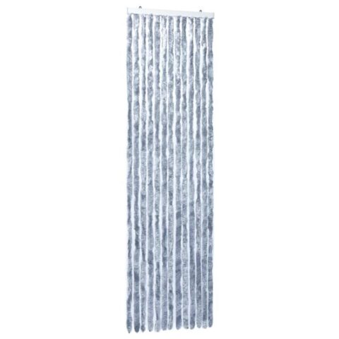 vidaXL Vliegengordijn 56x185 cm chenille zilverkleurig Raamdecoratie Zilver Polypropyleen