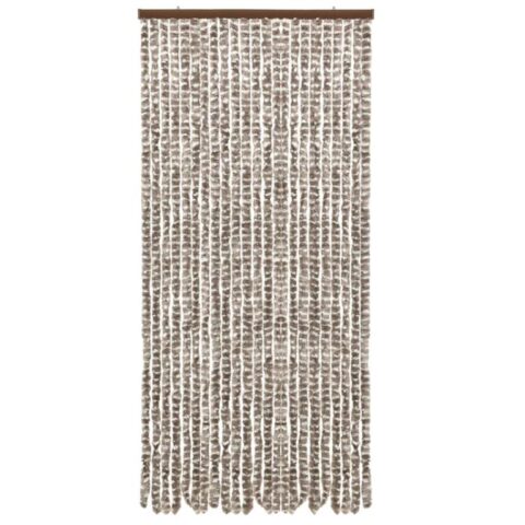 vidaXL Vliegengordijn 90x220 cm chenille taupe en wit Raamdecoratie Bruin Polypropyleen